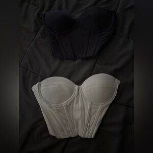 Princess Polly Strapless Longline Bustier - Black & Light Gray